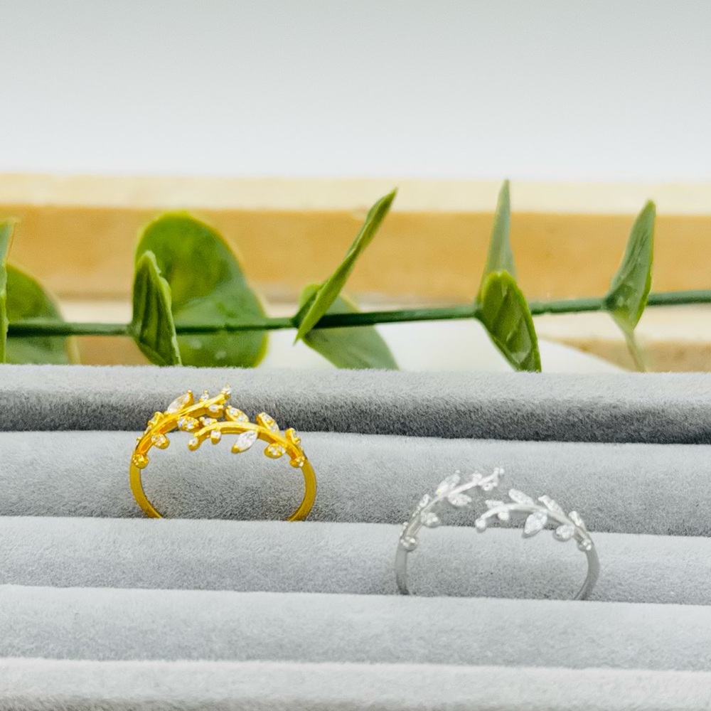 925 Sterling Silver Branch And Leaf Open Ring - Picture 3 of 11